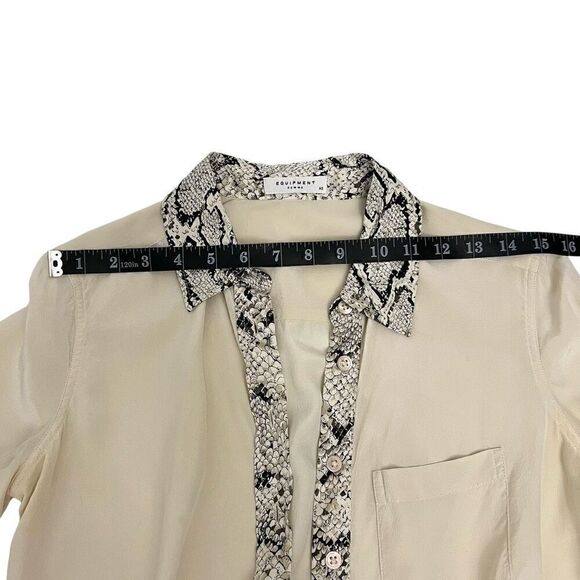 Equipment Femme Silk Cream & Snake Print XSmall Button Up Long Sleeve Shirt Wome - Picture 10 of 11